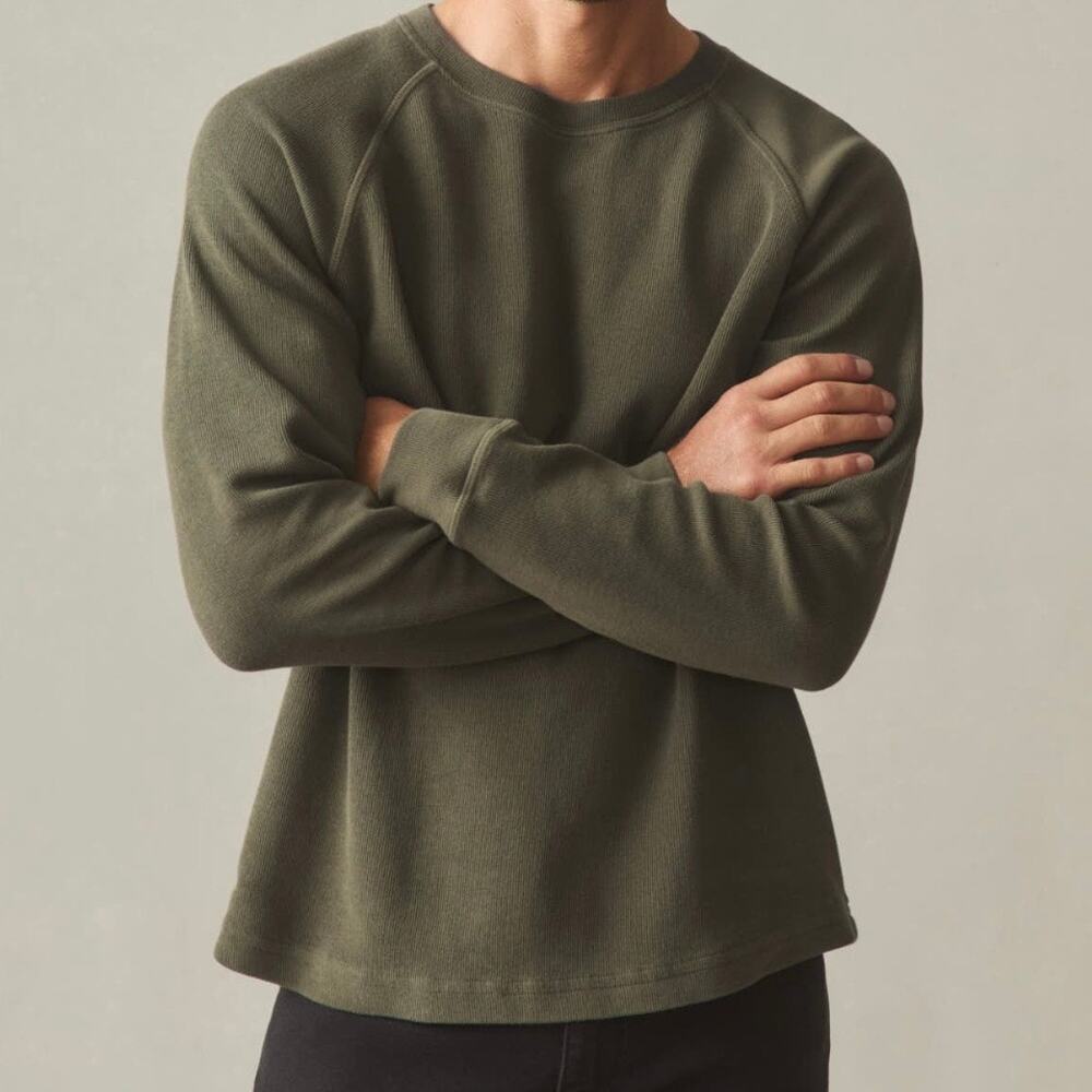 NWOT American Giant French Rib Knit Long Sleeve Crew Sweater XL Olive